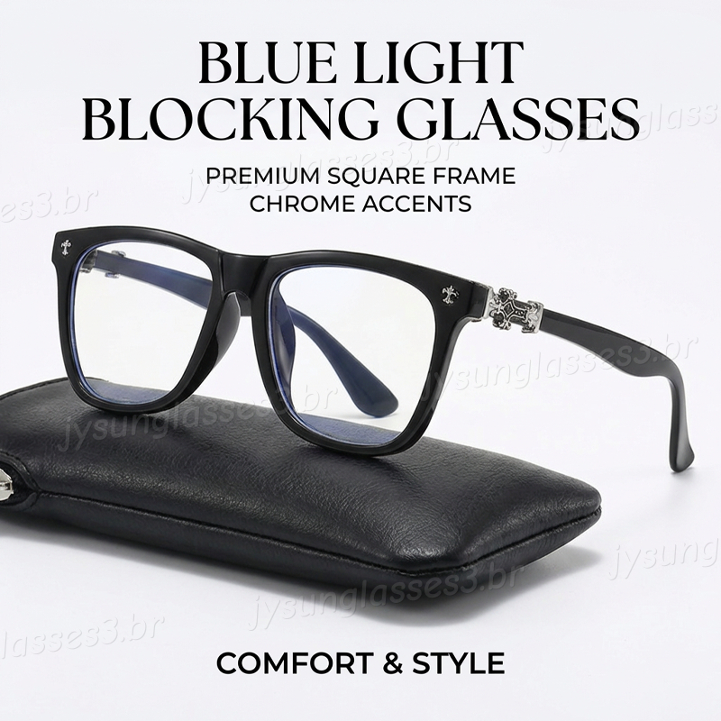 Óculos De Armação Grande Quadrada Com Bordas Grossas Estilo Retrô Para Homens E Mulheres Anti-Luz Azul