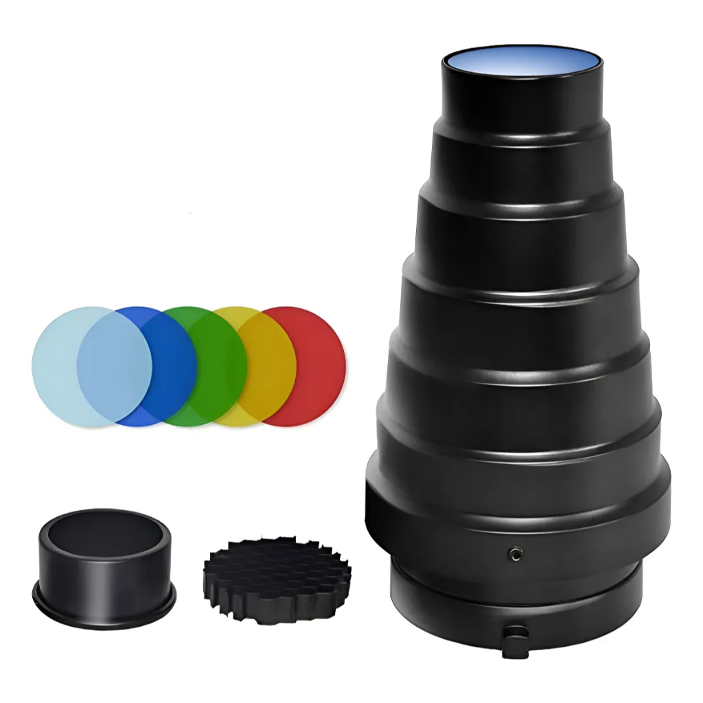 Refletor Snoot Universal Com Favo De Mel E Montagem Bowens