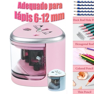 Apontador elétrico com 2 furos,Adequado para lápis de 6-12 mm,Afiador de lápis automático multifuncional para mesa em Oferta na Shopee