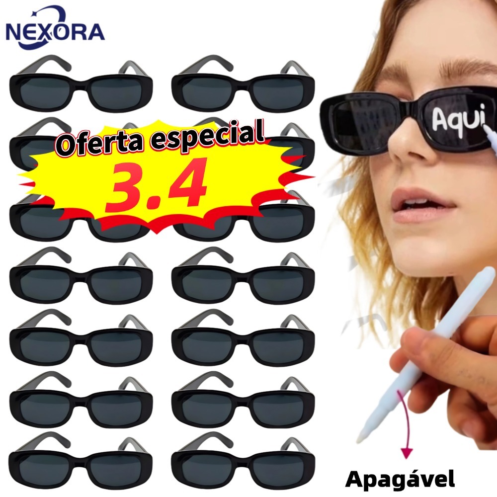 Kit 30/20/10/5 Oculos Vintage Retro Preto Liso + Caneta Giz Festa Casamento Festa  Formatura