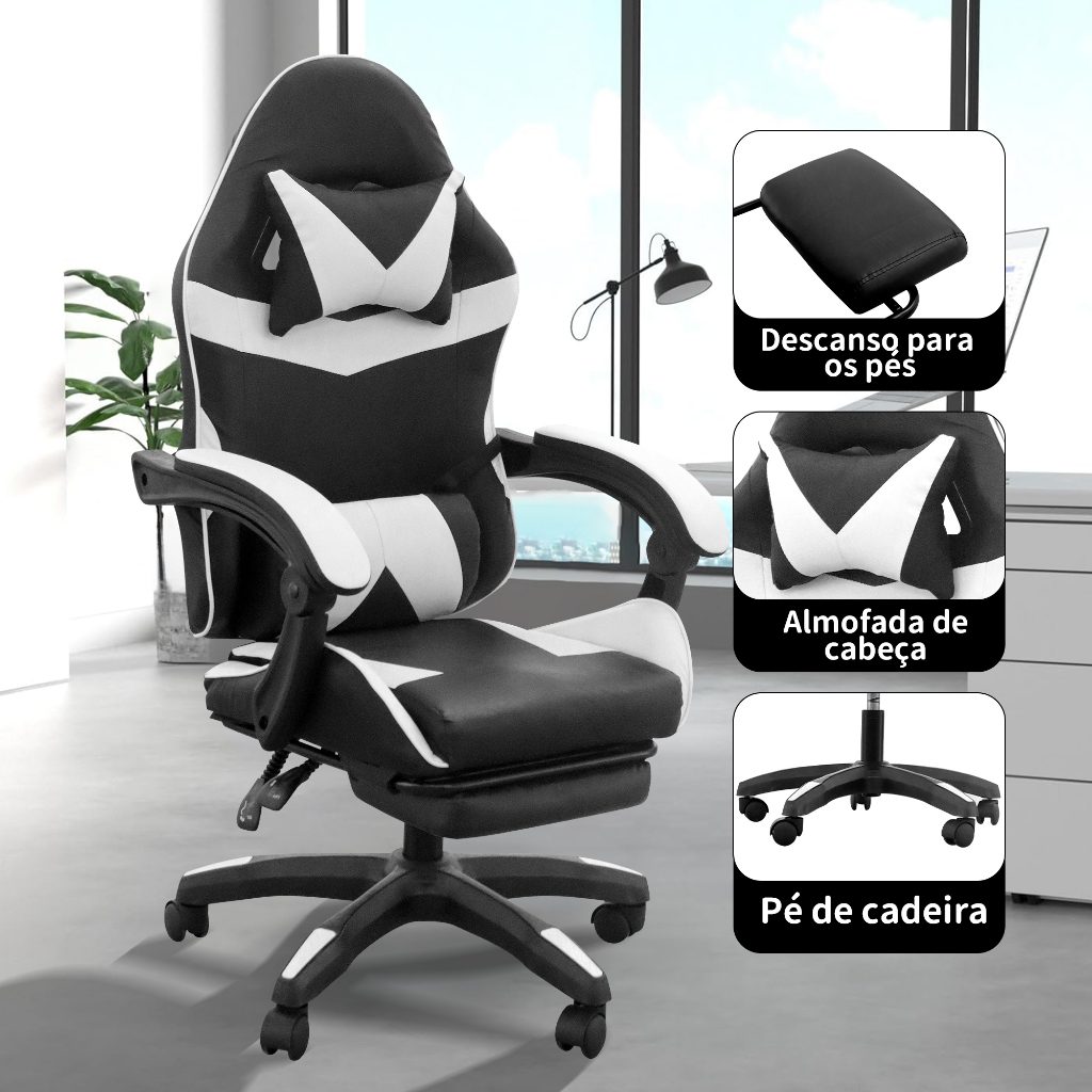 Cadeira de Escritório Ergonômica,Suporte Lombar,Reclinável,Altura Ajustável cadeira para jogos