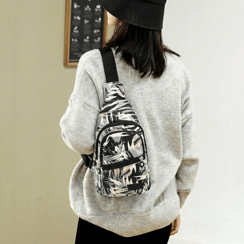 Bolsa De Peito Estampada De Moda Feminina , Mochila Com Alça Ajustável E Vários Compartimentos em Oferta na Shopee