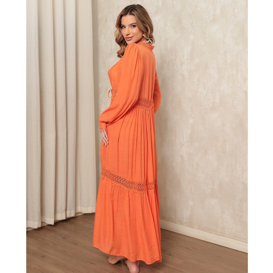 Leabay Vestido Longo para Biquíni Modelo Moderno de Verão，Vestido longo de renda com cintura marcada