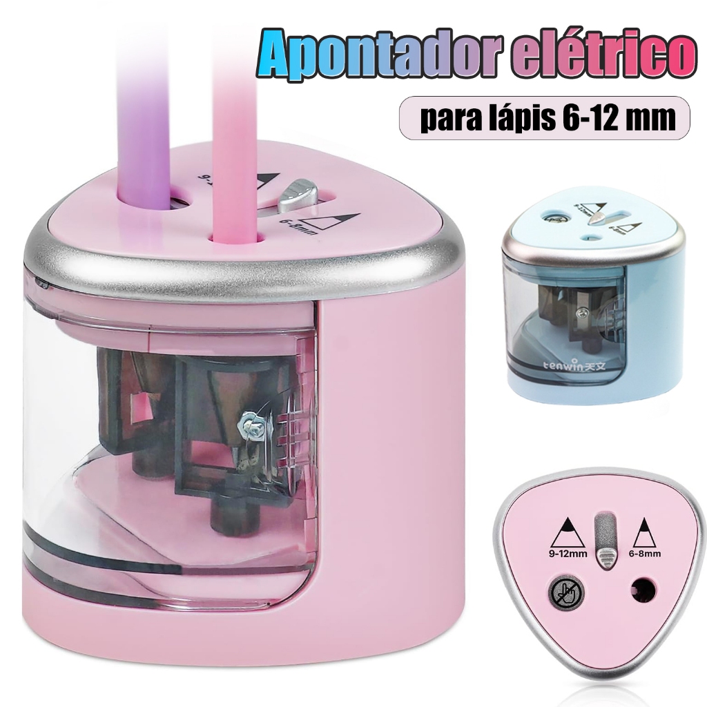 Apontador Elétrico Bateria para lápis Automático 6-12mm Multi-Funcional Operado Com 2 Furos,Para Estudantes Papelaria em Oferta na Shopee