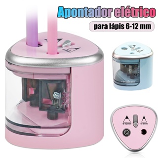 Apontador Elétrico Bateria para lápis Automático 6-12mm Multi-Funcional Operado Com 2 Furos,Para Estudantes Papelaria em Oferta na Shopee