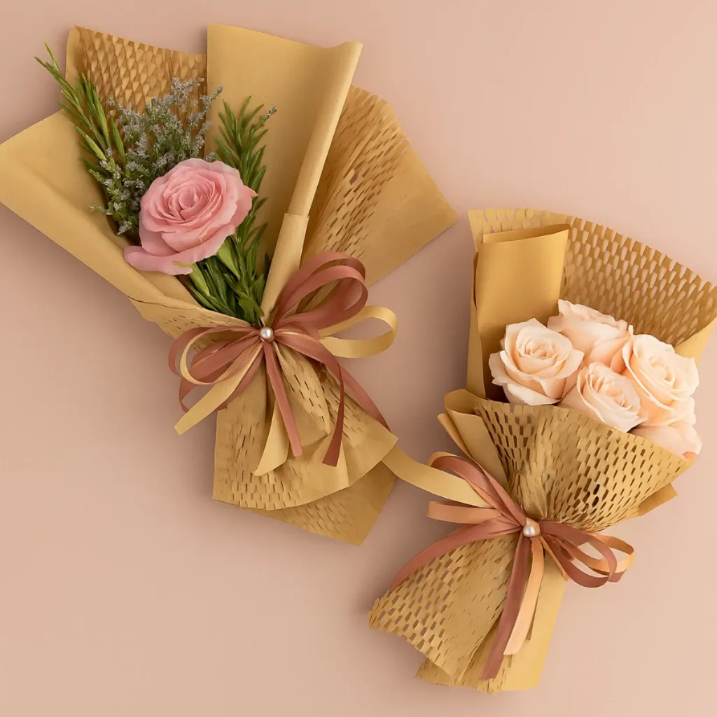 Uniwity Papel Colmeia Kraft 50x50cm Buquê Florista Embalagem Presente Arranjos – Kit 10 folhas