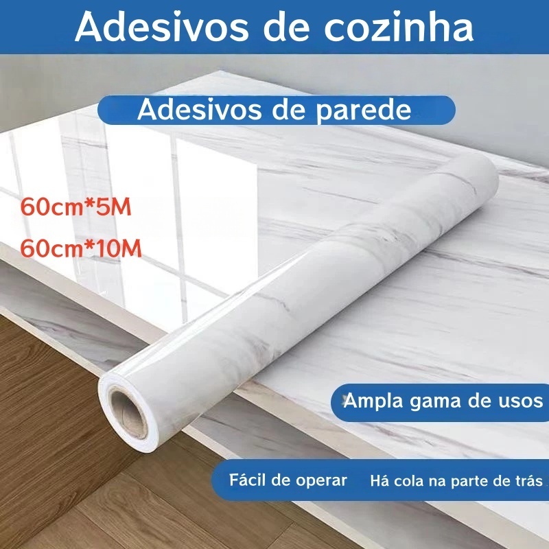 Papel de parede marmorizado Contact Premium p/ Cozinha, Banheiro e Sala | Envio Rápido em Oferta na Shopee