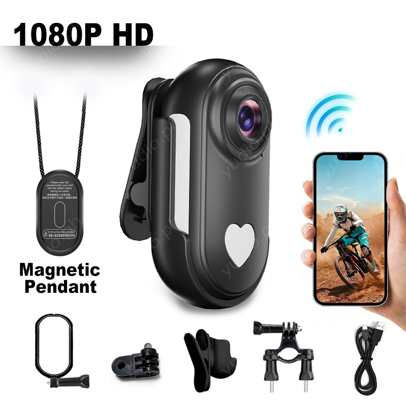 Mini Câmera De Ação Usada No Corpo Vestível , FHD 1080P , Gravação Mãos Livres Com Suporte Para Filmadora Portátil Premi em Oferta na Shopee