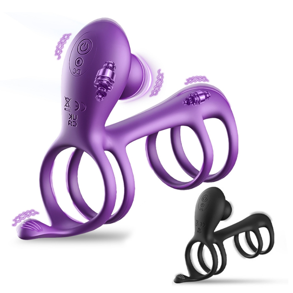 Anel Vibratório Masculino Recarregável Silicone USB 10 Modos De Vibração Casais À Prova D'água Usam Brinquedo Adulto