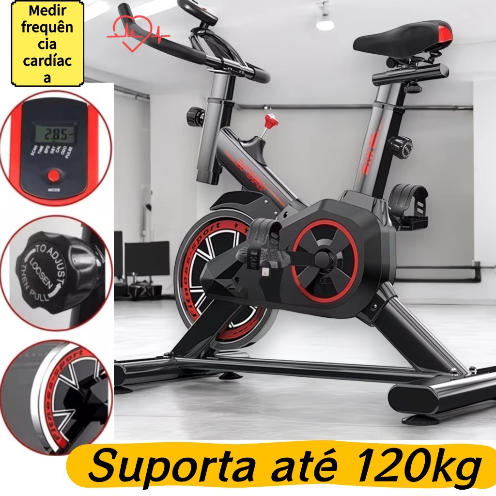 Bicicleta Spinning Ergométrica Profissional com Monitor de Frequência Cardíaca | Academia e Fitness em Casa
