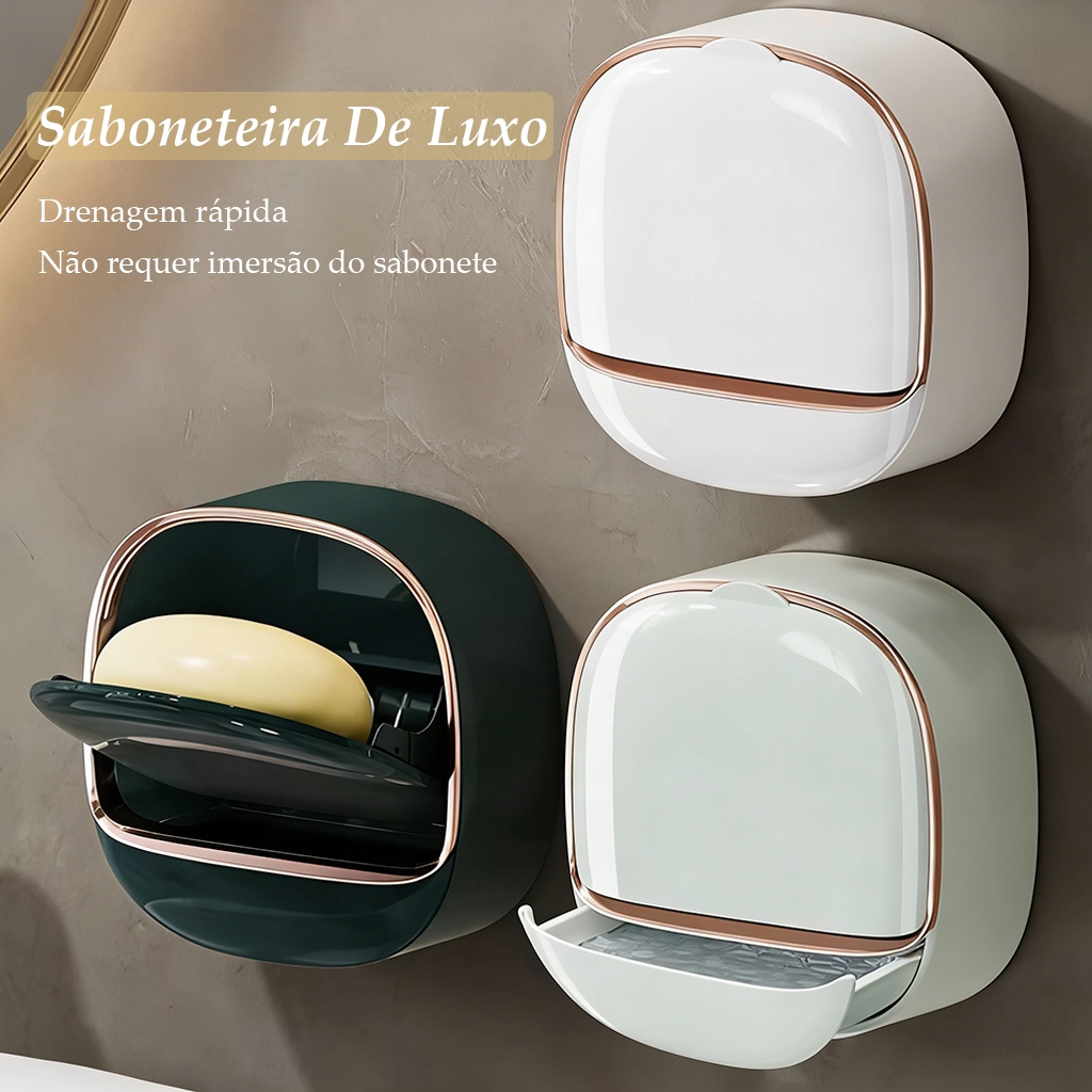 5 Peças Saboneteira Multifuncional Banheiro Ralo Tampa Articulada Montagem Na Parede Drenagem rápida