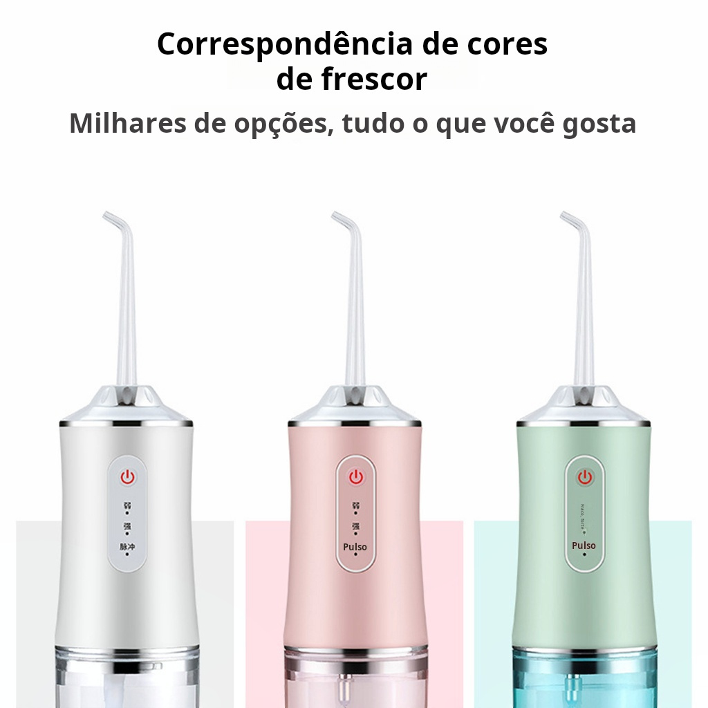 Flosser Elétrico Portátil Fio Dental de Água Limpador Oral 400ml Grande Capacidade 3 Modos em Oferta na Shopee