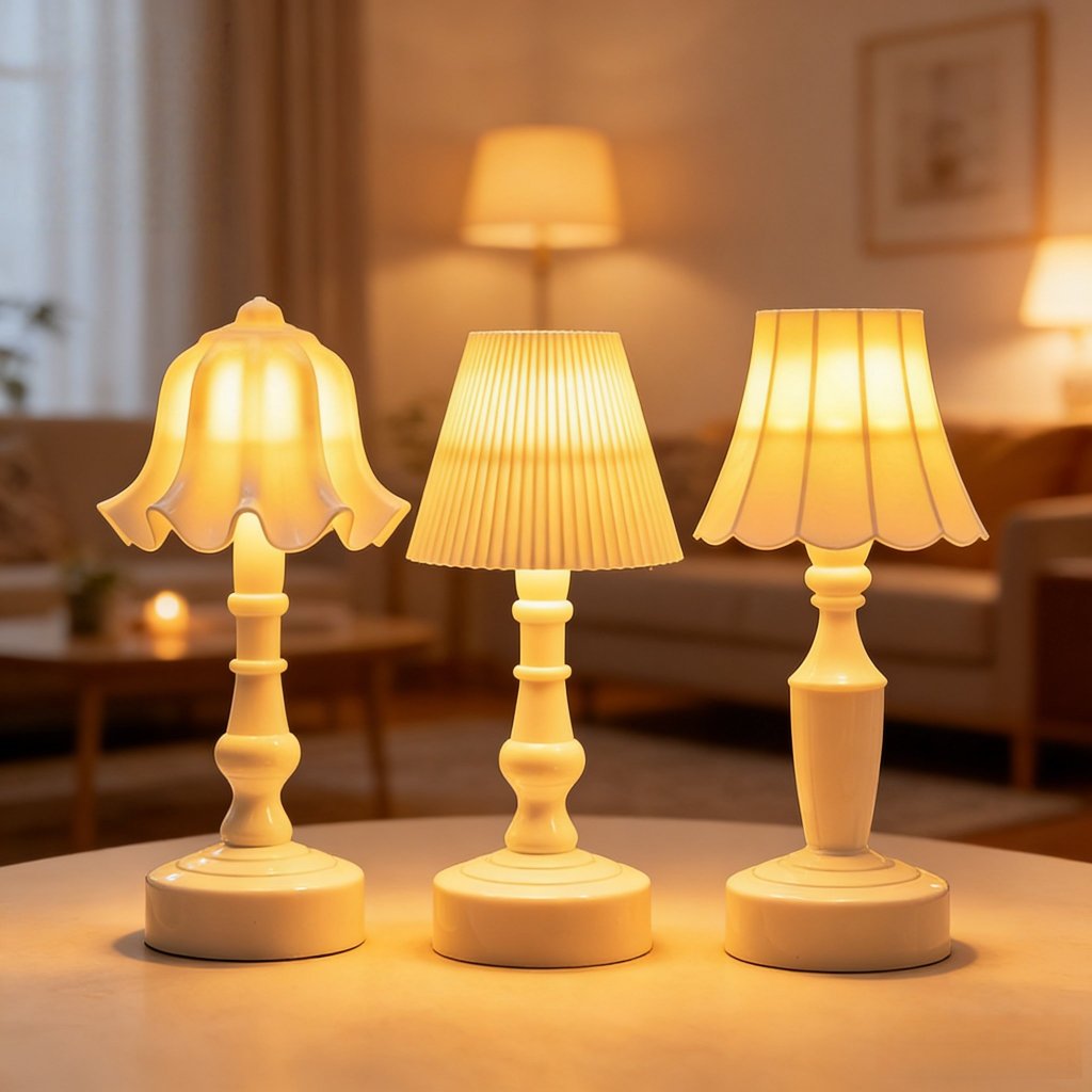 1 pc Luminária Noturna Retrô ，Estilo de flor com babados - Abajur de Mesa/Luminária de Cabeceira/Luz Ambiente