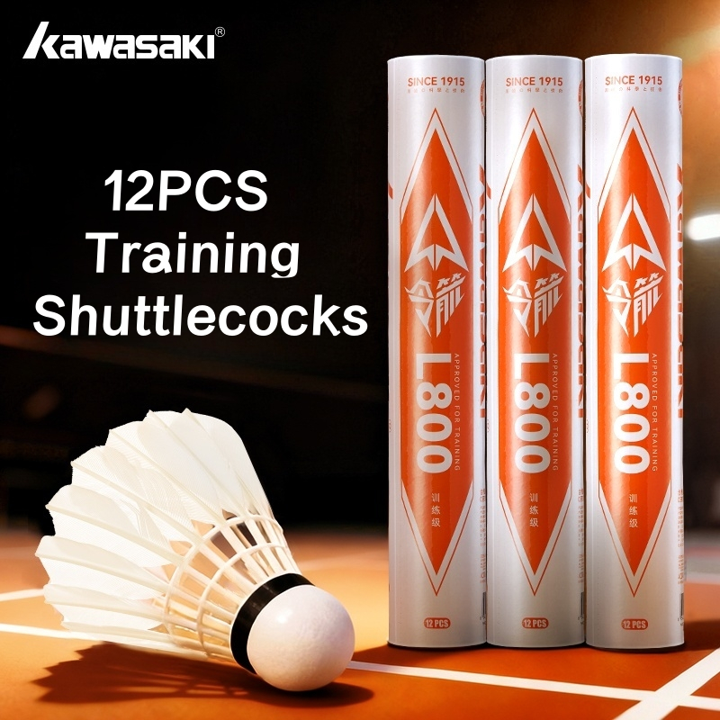 Petecas De Treinamento Kawasaki 12 Pcs L900 E L800 Badminton Pena De Frango Durável Estável Para Exercícios