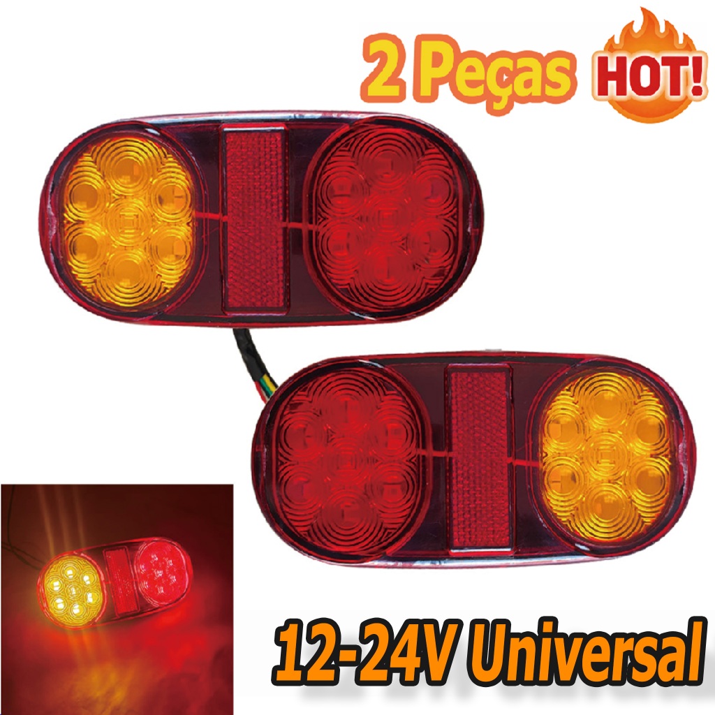 2 Peças Lanterna Traseira Universal Led Alta Potência 12-24V Para Reboque Caminhão Carreta Sinaleira