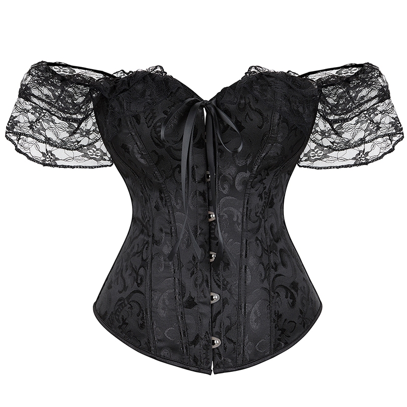 Blusa Feminina de Manga Curta com Renda, Pescoço de Barco, Modeladora de Cintura
