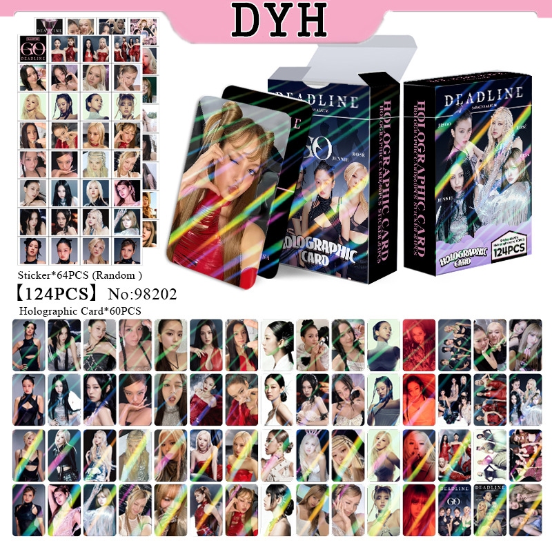 124 Pçs/Caixa BLACKPINK Photocards ROSE Cartão LOMO Holográfico JENNIE LISA Adesivo De em Oferta na Shopee