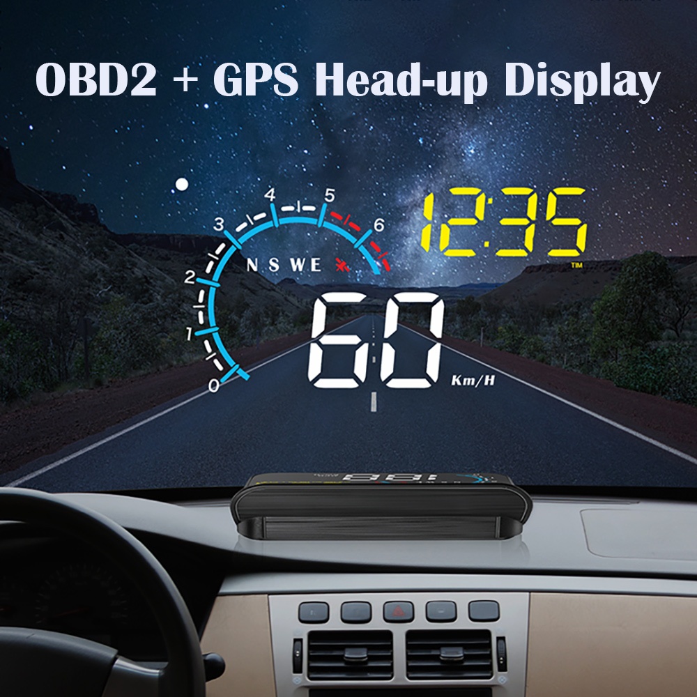 Auto Hud Head Up Display Velocímetro Para Carro Obd2 Medidor De Velocidade De Projeção De Pára-Brisa Carros Computador A