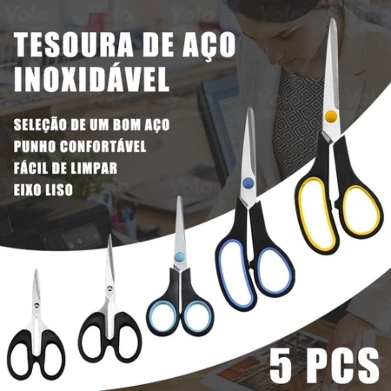Kit De 5 Tesouras Multiuso E Altamente Duráveis De Aço Inoxidável , Diárias Grandes Pequenas Para Ter Em Casa em Oferta na Shopee