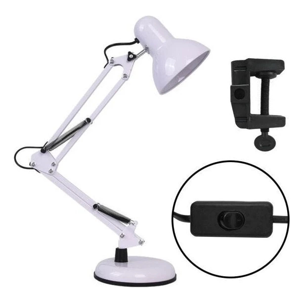 Luminária de Mesa Pixar Escritório Abajur Articulada Com Garra E Base Preto Branca 110v/220v!!