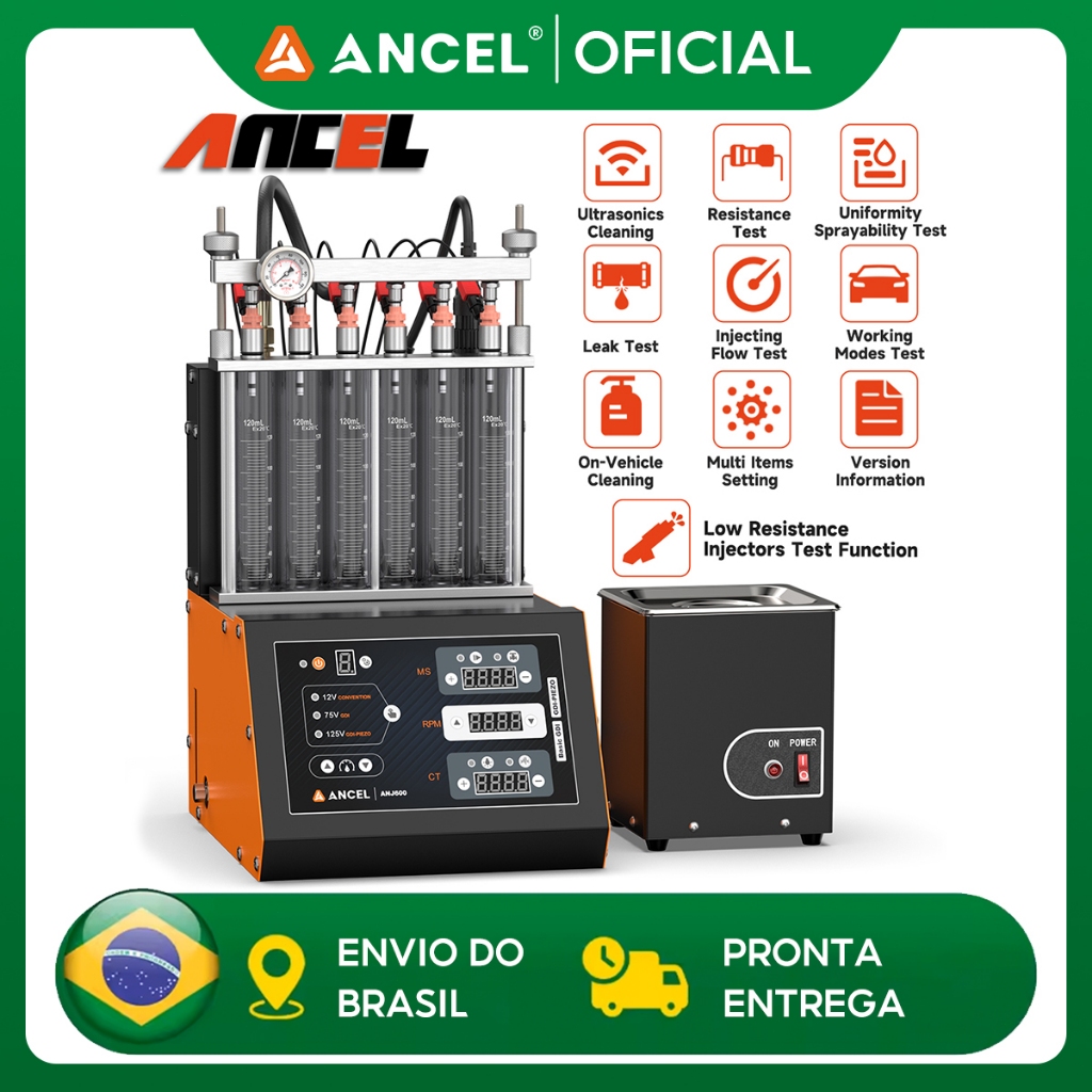 ANCEL ANJ600 Testador De Limpador De Injetor De Combustível Máquina De Limpeza Ultrassônica GDI EFI