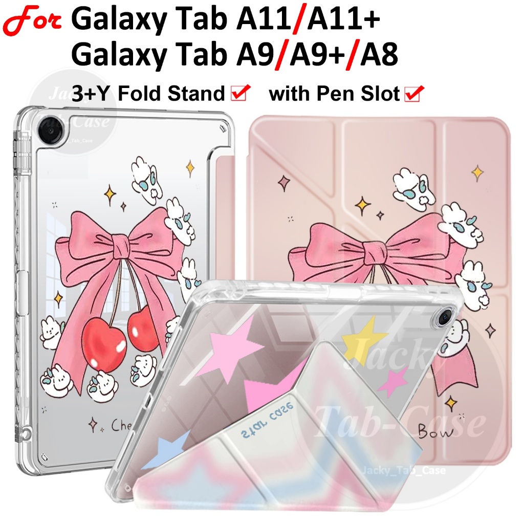 Para Samsung Galaxy Tab A11 A11+ A9 A9+ A8 Acrílica 3 + Y Suporte Dobrável Capa Flip , Pintura Dupla Face 8.7" 10.5 11"
