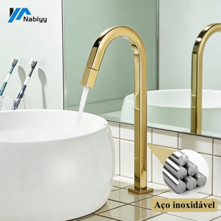 Torneira Luxuosa Para Lavatório De Banheiro Apenas Água Fria  Quadrada Dourada Torneira de pia em Oferta na Shopee