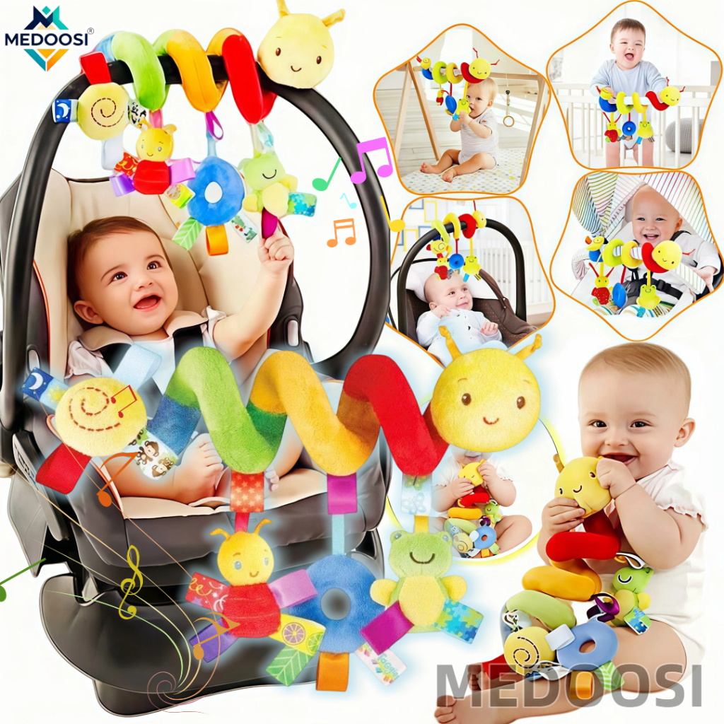 MEDOOSI Bebê/Recém Nascido Mobile Espiral Centopeia /ARCO-IRIS Coruja Berço Brinquedo Carrinho de Conforto Com Chocalho