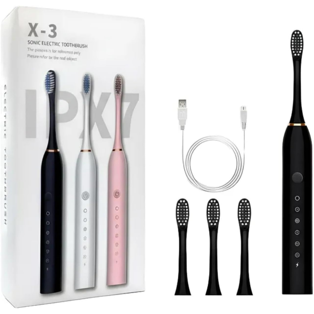 Escova De Dente Elétrica Ultrassônica Recarregável IPX7 + Brinde Refis [BIVOLT]