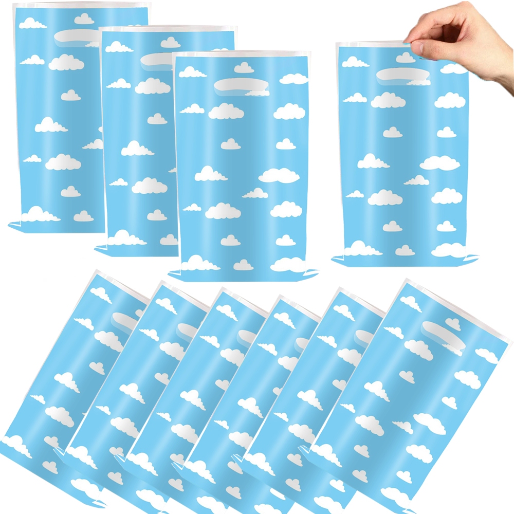 50 Pçs Céu Azul Nuvens Brancas Saco De Embalagem De Presente Chá De Bebê Festa Favor Doces Biscoito Sacolas Para Criança