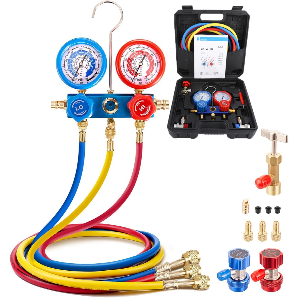 Conjunto de Manômetros de Refrigeração R22 R134 R404 R410