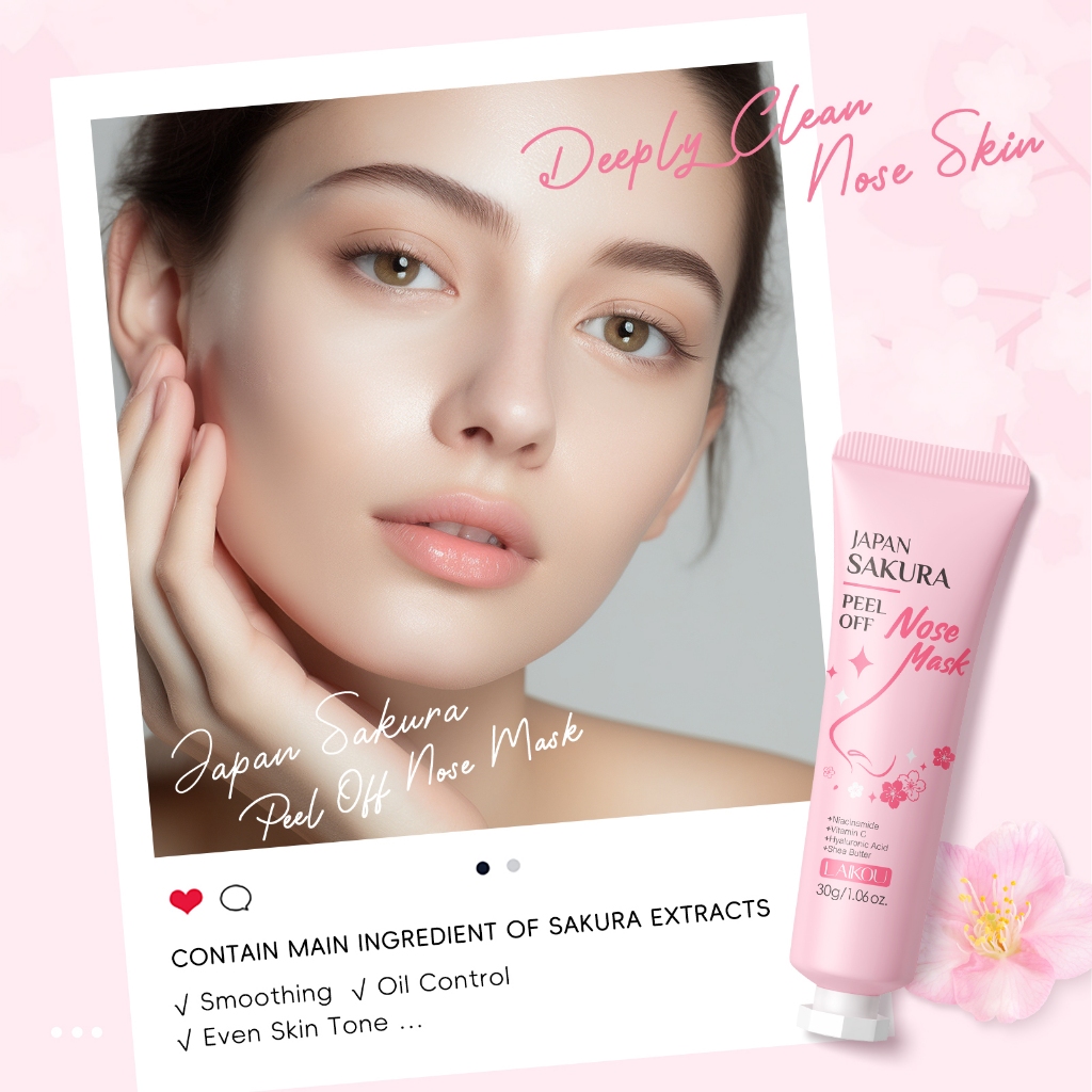 LAIKOU Japão Máscara Sakura Peel-off Limpeza Profunda Linhas Finas Lisas Mesmo T