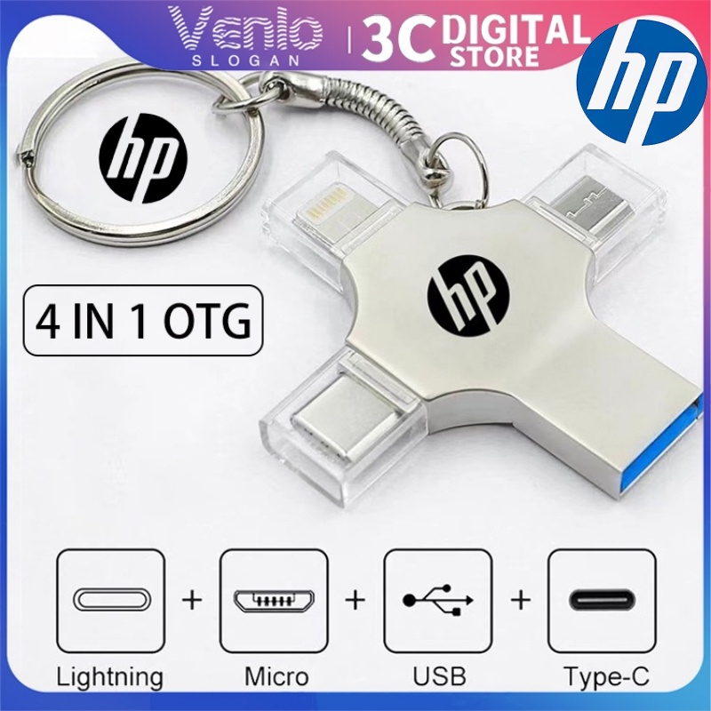 HP 4 Em 1 OTG 1 Tb/512 Gb/32/16 USB 3.0 Flash Drive Pendrive Rápido Tipo-C Micro Android Velocidade Relâmpago