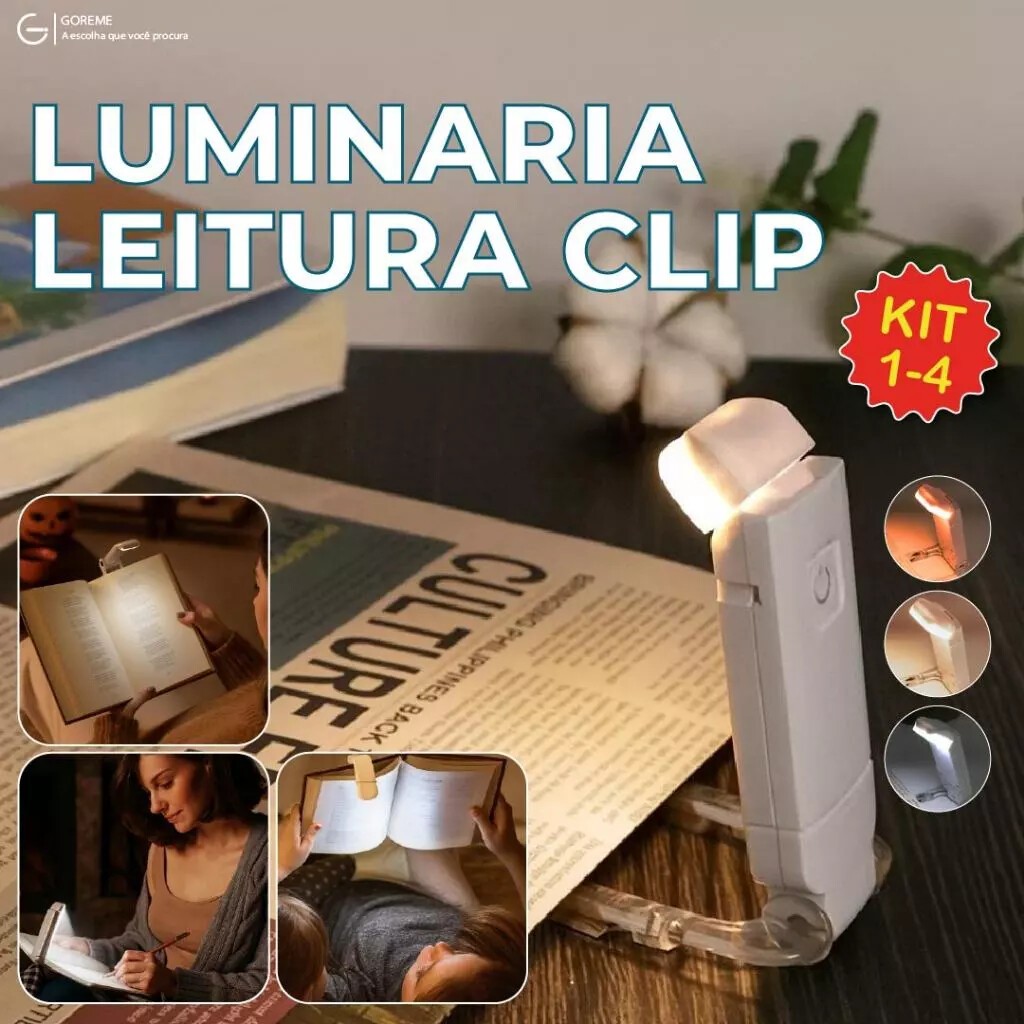Luminária Luz Led Leitor Prendedor Clips para Leitura Flexível USB Bivolt