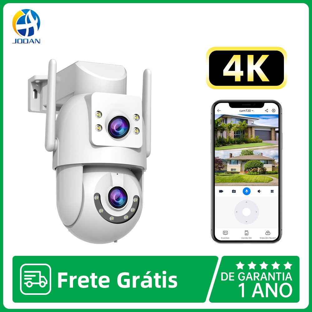 JOOAN Câmera sem fio com WiFi 5G lente dupla e tela à prova d'água, áudio bidirecional PTZ externo em Oferta na Shopee