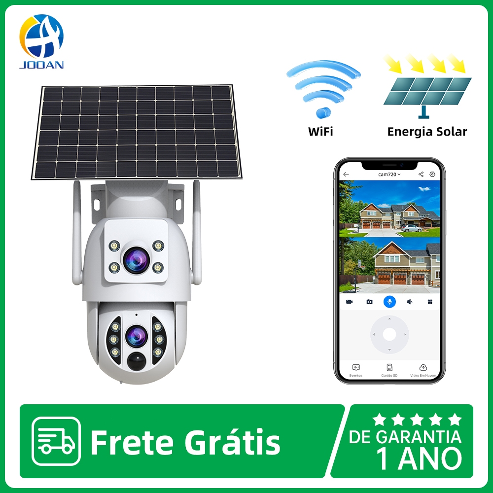 JOOAN Câmera Solar Lente Dupla WiFi IP66 À Prova D ' Água Ao Ar Livre Visão Noturna de segurança