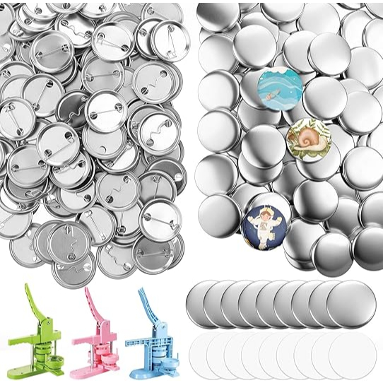 Kit 300/200/100 Brancos 32mm/44mm/58mm Pins E Bottons  Para Mecolour Máquina De Button