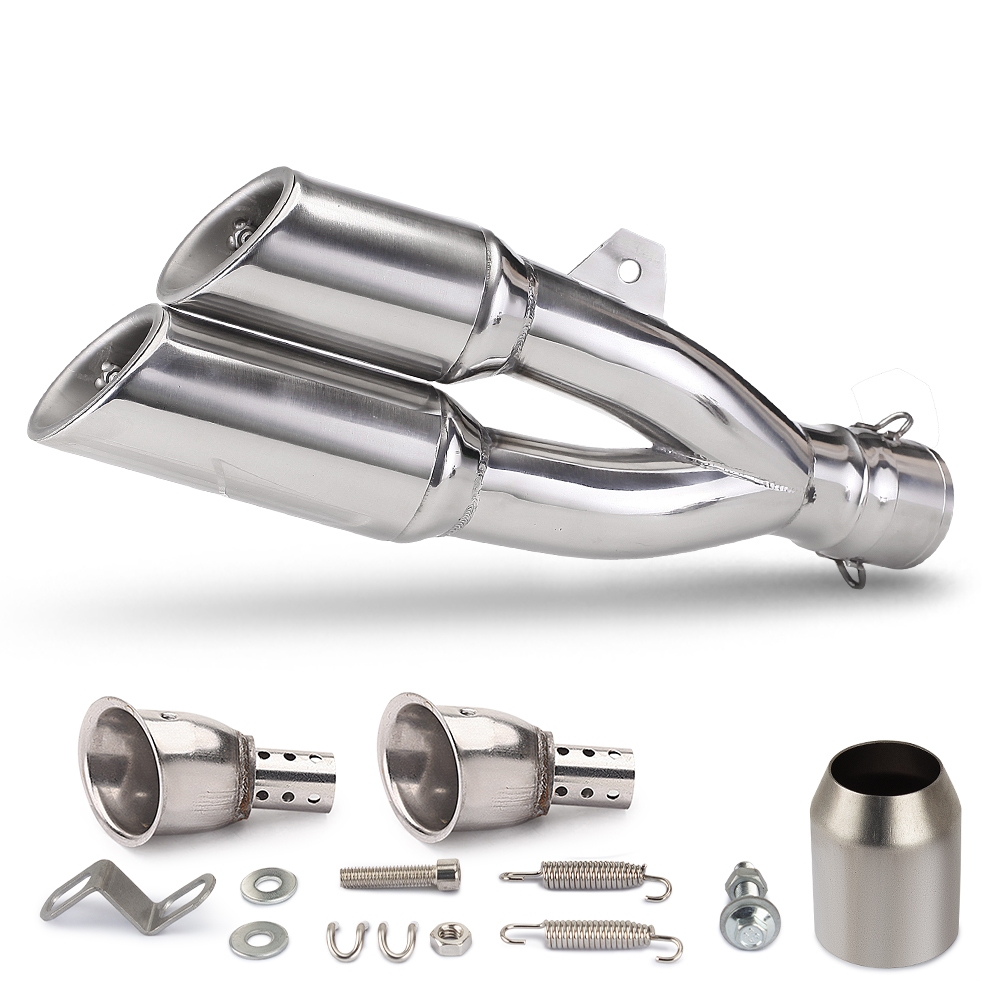 Universal 51MM Silenciador De Escape Da Motocicleta Modificar Saída Dupla Cauda Tubo Para CBR650R G310GS MT07 ZX25R