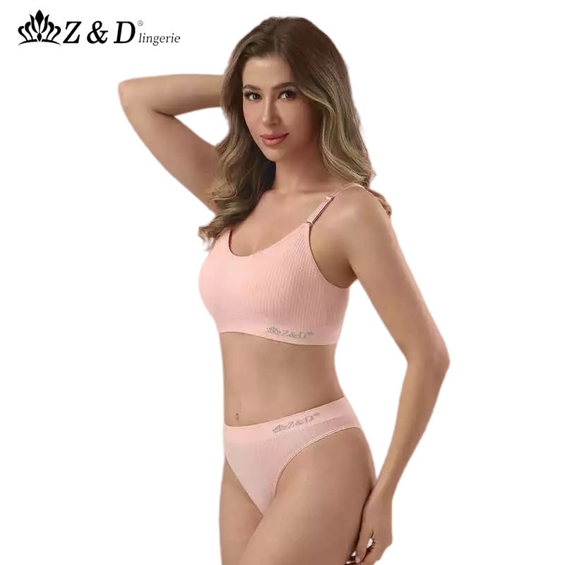 Z&D Lingerie Conjunto Top Texturizado Sem Aro Com Bojo, Alça removível e Calcinha Tanga 22128 em Oferta na Shopee