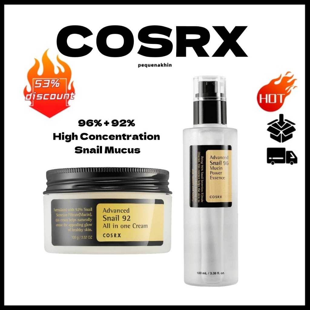 5.5 COSRX Caracol Avançado 96 Mucin Power Essence 100ml + 92 Creme 100g | Cuidado Hidratante Profundo Nutritivo Antienve