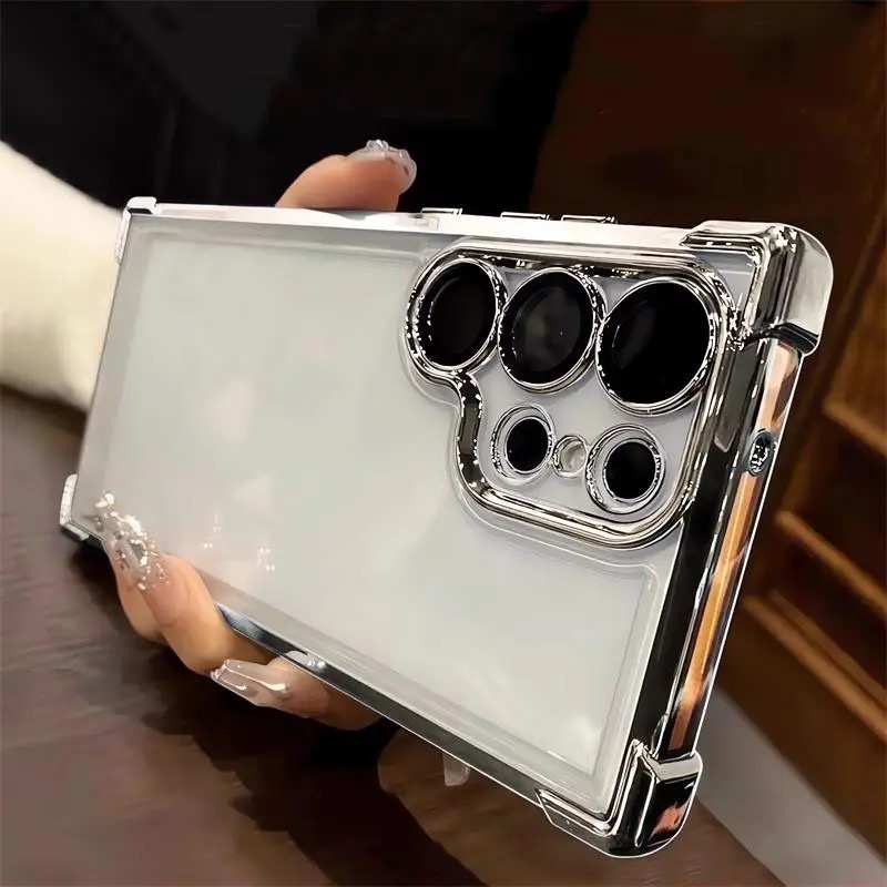 Capa Transparente Galvanizada Para Samsung Galaxy S26 Ultra S25 S24 S22 S21 S23 FE Plus À Prova De Choque Proteção Câmer