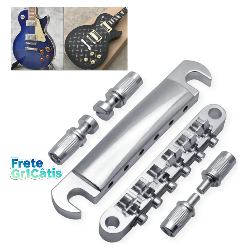 Ponte De Cordas Tune-o-matic Prata Cromada Para Guitarra Les Paul Lp