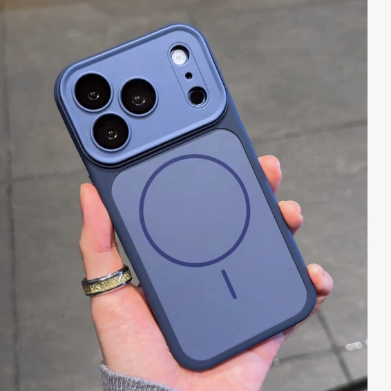 Capa De Telefone Magnética Com Janela Grande Para iPhone 17 16 15 14 13 12 Pro Max Proteção De Câmera De Silicone