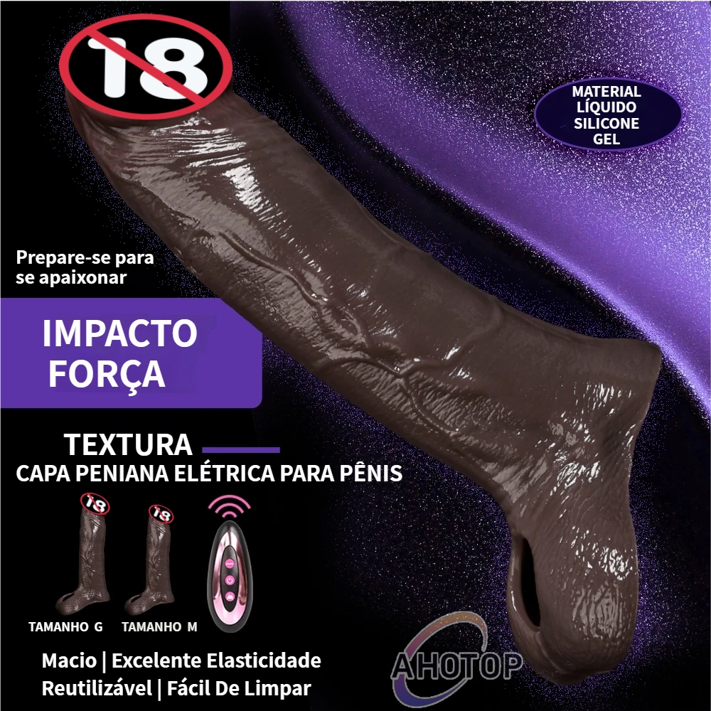 Capa Peniana Grossa Vibratório Realista Macio Com Anel Escrotal Extensora Aumenta Pênis Preservativo Retarda Ejaculação