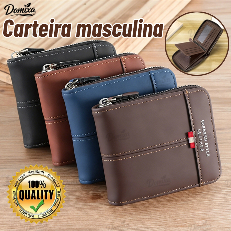 Carteira Masculina Com Zíper Em Bloco Colorido-Presente Multifuncional Para Moedas Curtas E Porta-Cartões Namorado-do em Oferta na Shopee