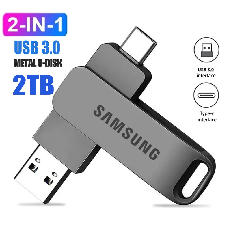 1 Tb 2 Em 1 Flash Drive Metal De Alta Velocidade USB Tipo-C U Stick SmartPhone Tablet