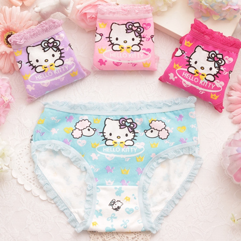 4 Pçs/Lote 2026 ins Novo Bebê Meninas Calcinha Dos Desenhos Animados Rendas Do briefs 2-10 Anos Roupa Interior