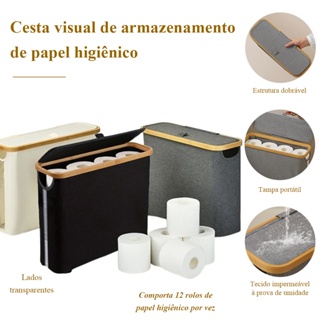 Cesta De Papel Higiênico Com Tampa Cesta De Armazenamento Multifuncional De Bambu Adequada Para Banheiro Sala De Estar em Oferta na Shopee