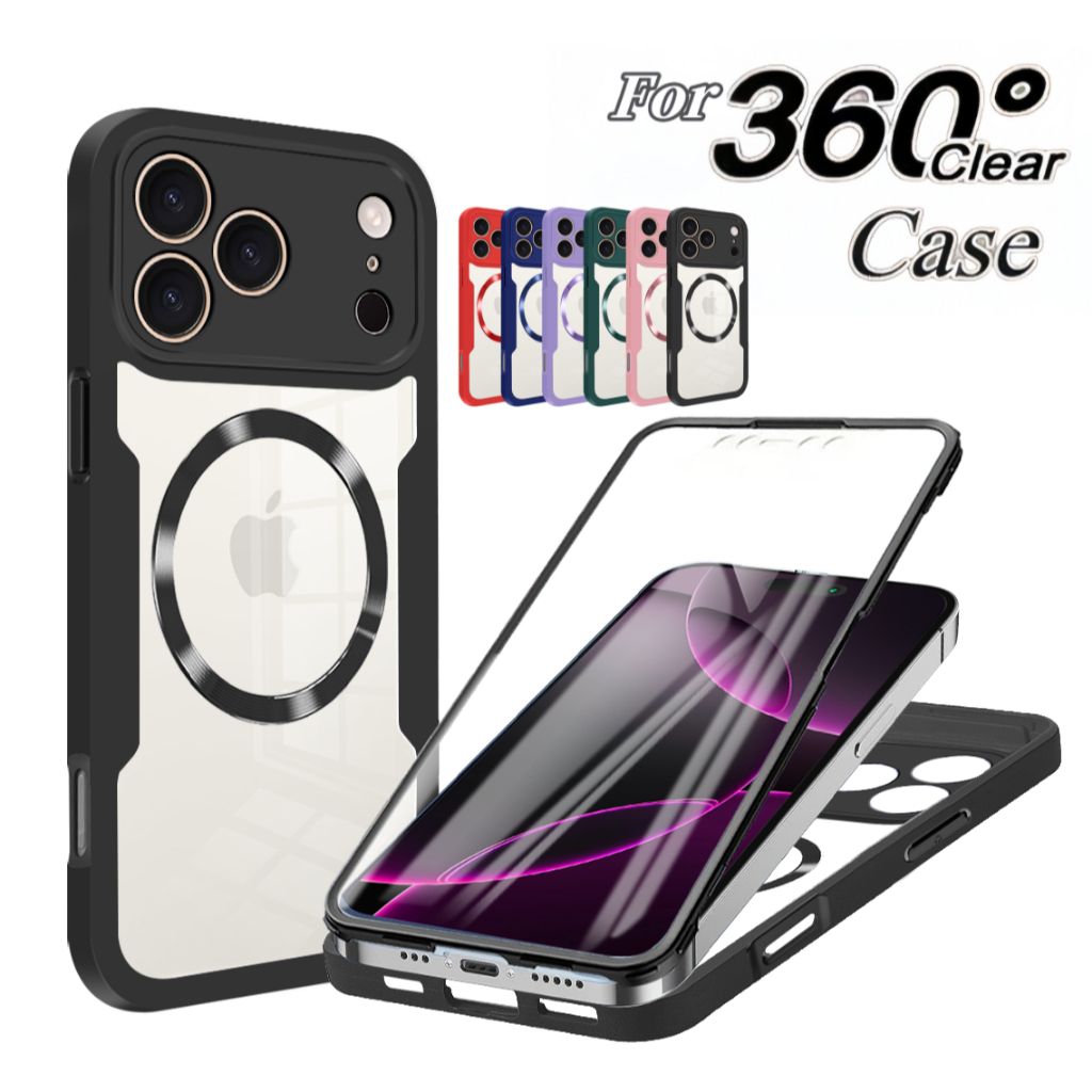 360 Dupla Face Proteção Total Magnética Caso De Telefone Para iPhone 18 17 16 15 14 13 Pro Max 17E 16E 15 16 Plus Com Pr