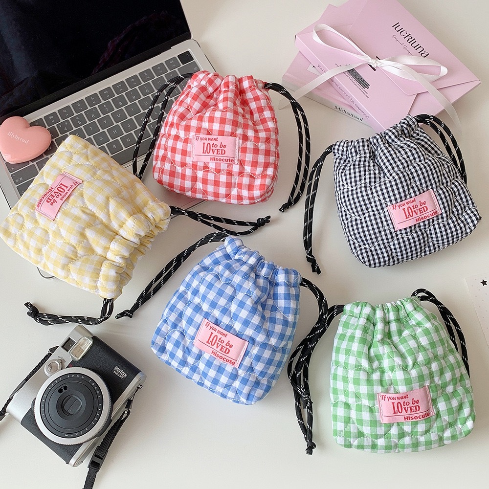 Bolsa De Maquiagem Com Cordão Cheio De Algodão Em Forma De Coração Armazenamento 15x15cm